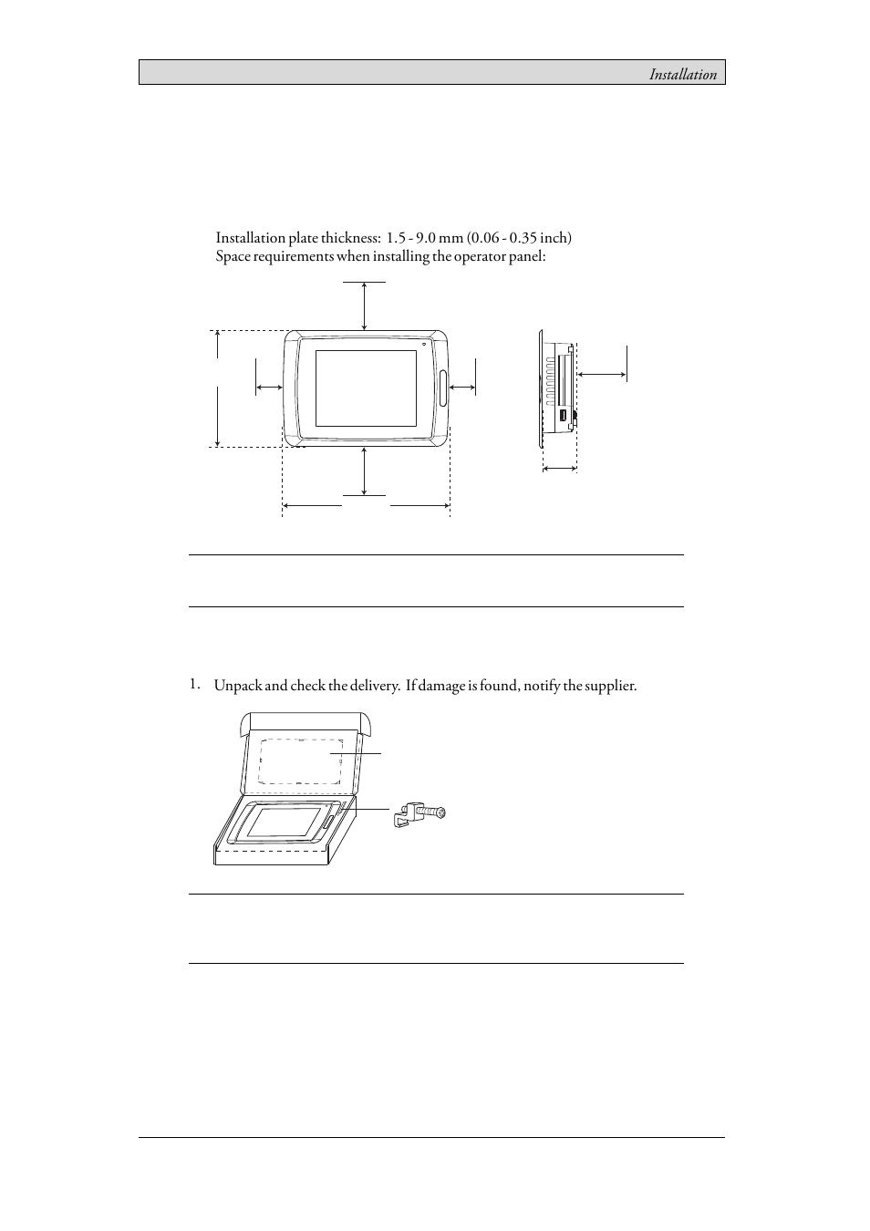 2 installation, 1 space requirements, 2 installation process | Space requirements, Installation process, 2installation | Beijer Electronics iX Panel TA70 EN User Manual | Page 6 / 23