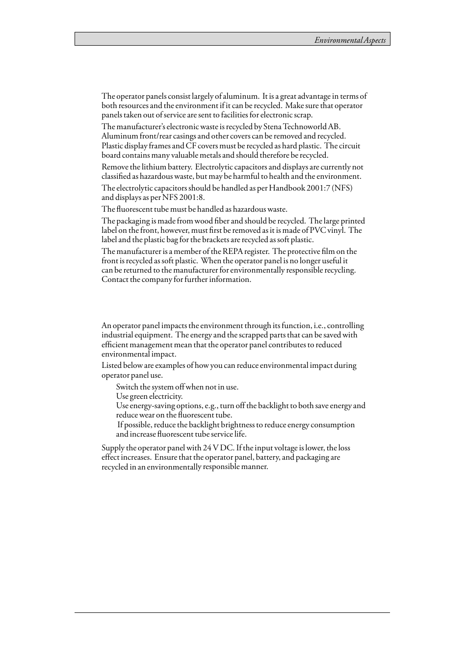 3 recycling, 4 environmental impact report, Recycling | Environmental impact report | Beijer Electronics iX Panel TA70 EN User Manual | Page 44 / 45