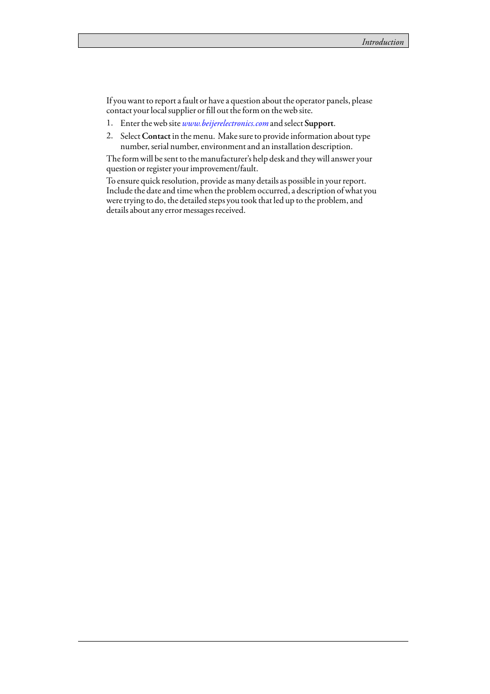 5 contact and support, Contact and support | Beijer Electronics iX Panel TA70 EN User Manual | Page 9 / 45