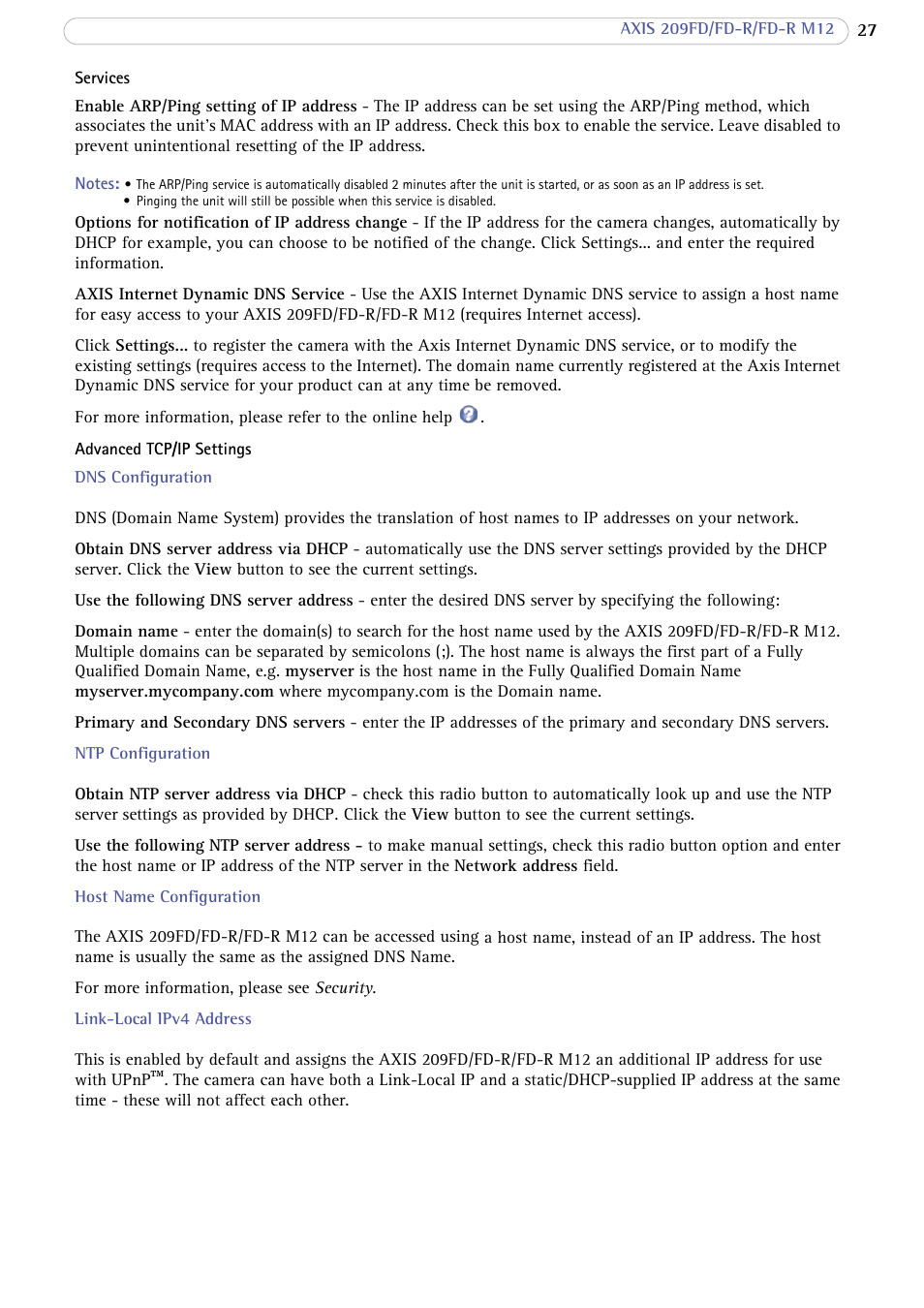 Axis Communications AXIS FD-R M12 User Manual | Page 27 / 46