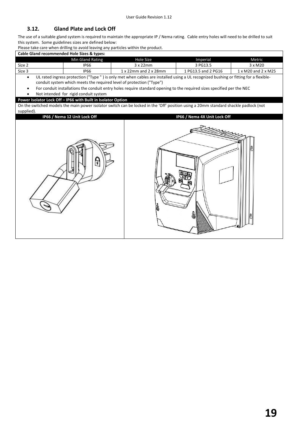 Gland plate and lock off | Beijer Electronics BFI-H2 V1.12 User Manual | Page 19 / 72