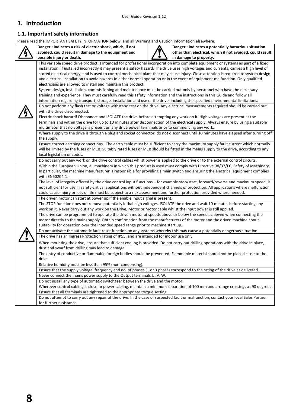 Introduction, Important safety information | Beijer Electronics BFI-H2 V1.12 User Manual | Page 8 / 72
