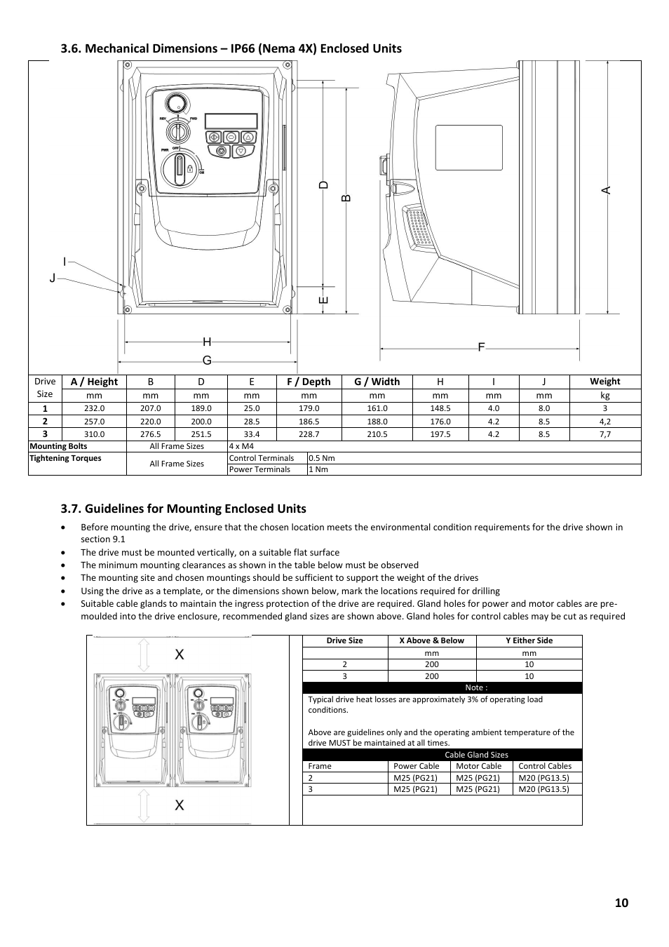 E 10, Guidelines for mounting enclosed units | Beijer Electronics Industrial Inverter E2 User Manual | Page 10 / 32