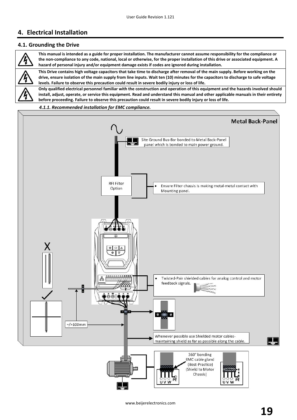 Electrical installation | Beijer Electronics BFI-P2 V1.21 User Manual | Page 19 / 56