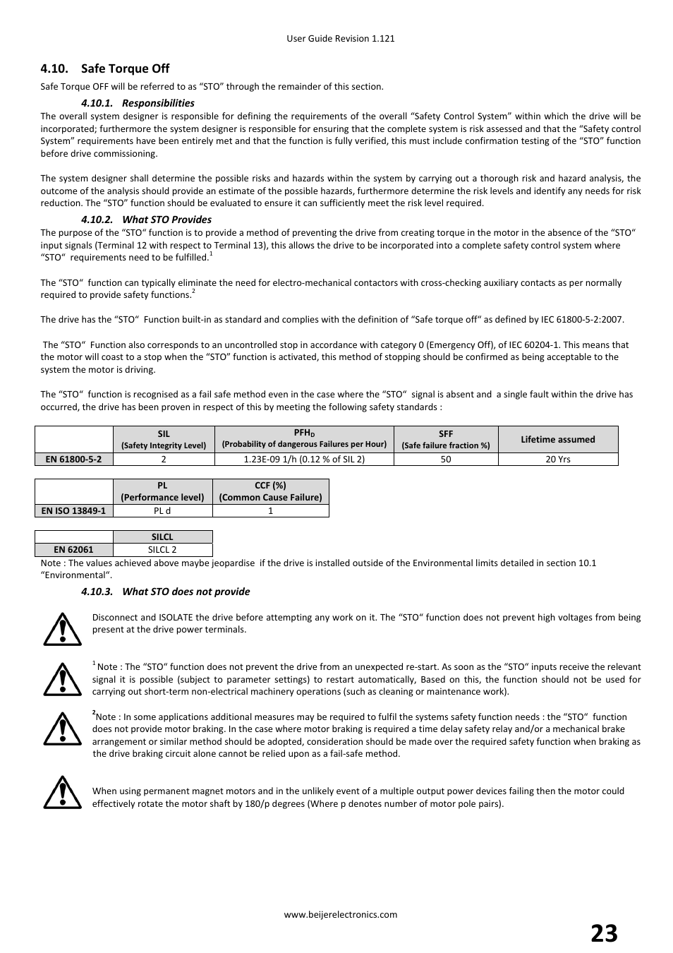 Safe torque off | Beijer Electronics BFI-P2 V1.21 User Manual | Page 23 / 56