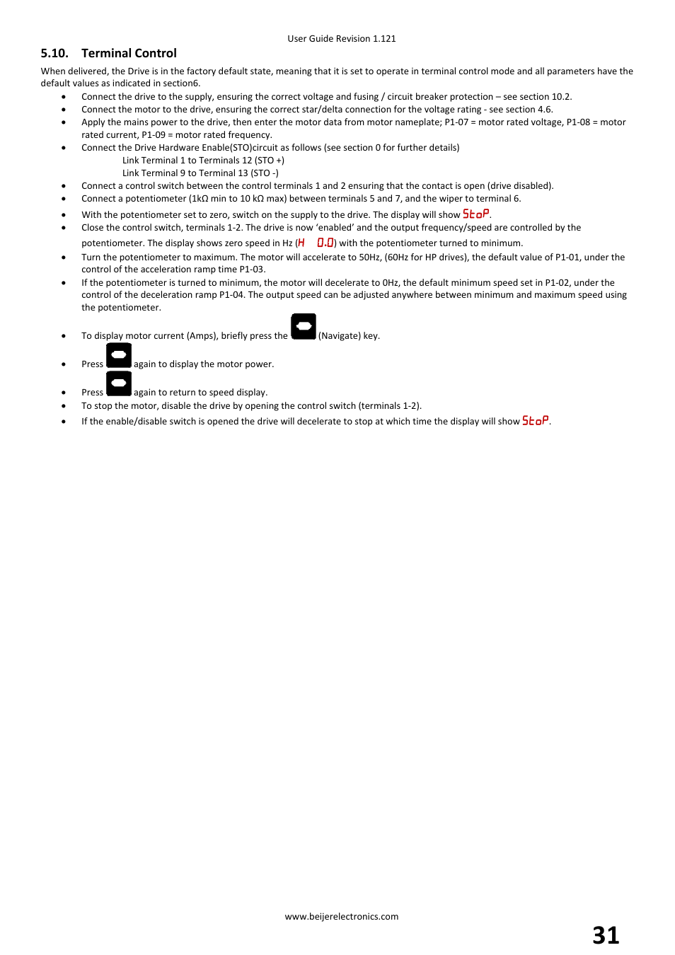 Terminal control | Beijer Electronics BFI-P2 V1.21 User Manual | Page 31 / 56