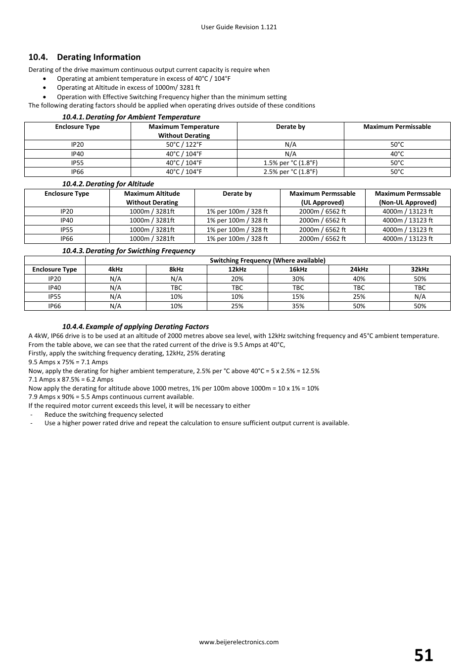 Derating information | Beijer Electronics BFI-P2 V1.21 User Manual | Page 51 / 56