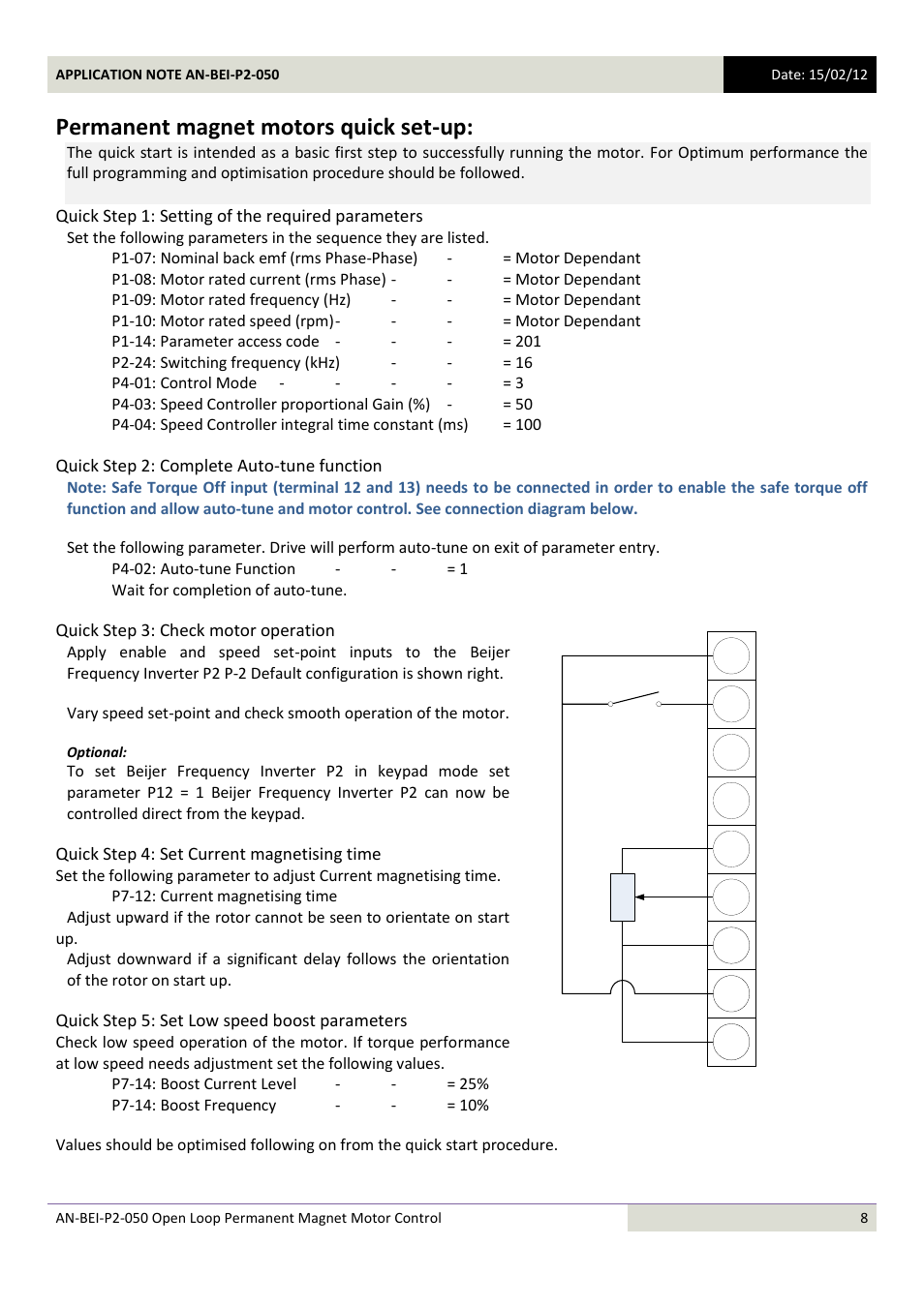 Permanent magnet motors quick set-up | Beijer Electronics AN-BEI-P2-050 User Manual | Page 8 / 9