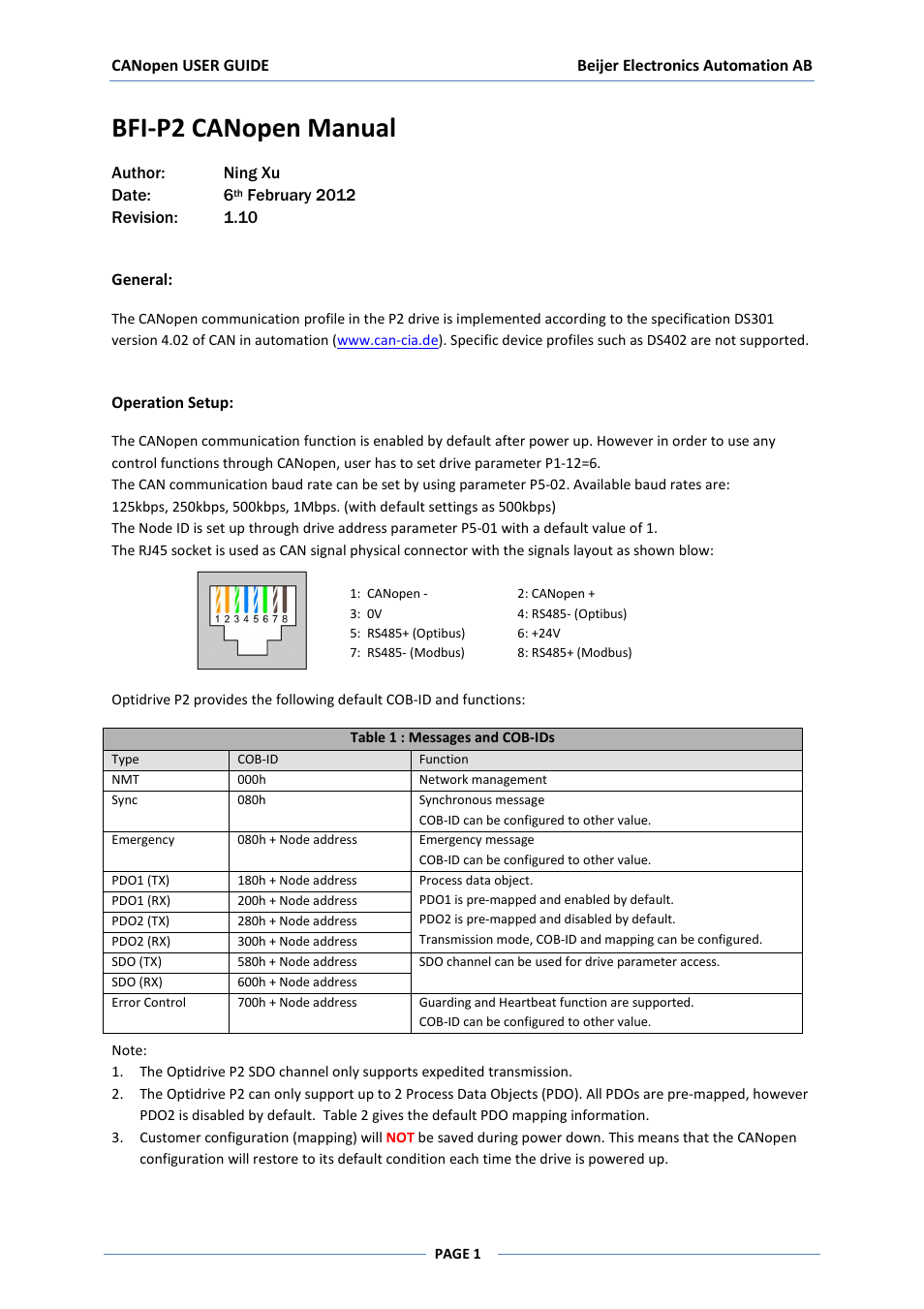 Beijer Electronics BFI-P2 v1.10 User Manual | 7 pages