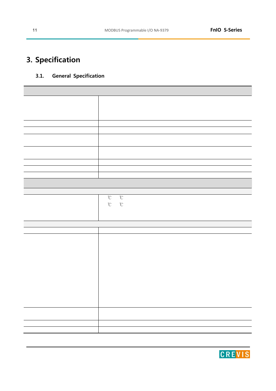 Specification, General specification, Fnio s-series | Beijer Electronics NA-9379 User Manual | Page 11 / 86