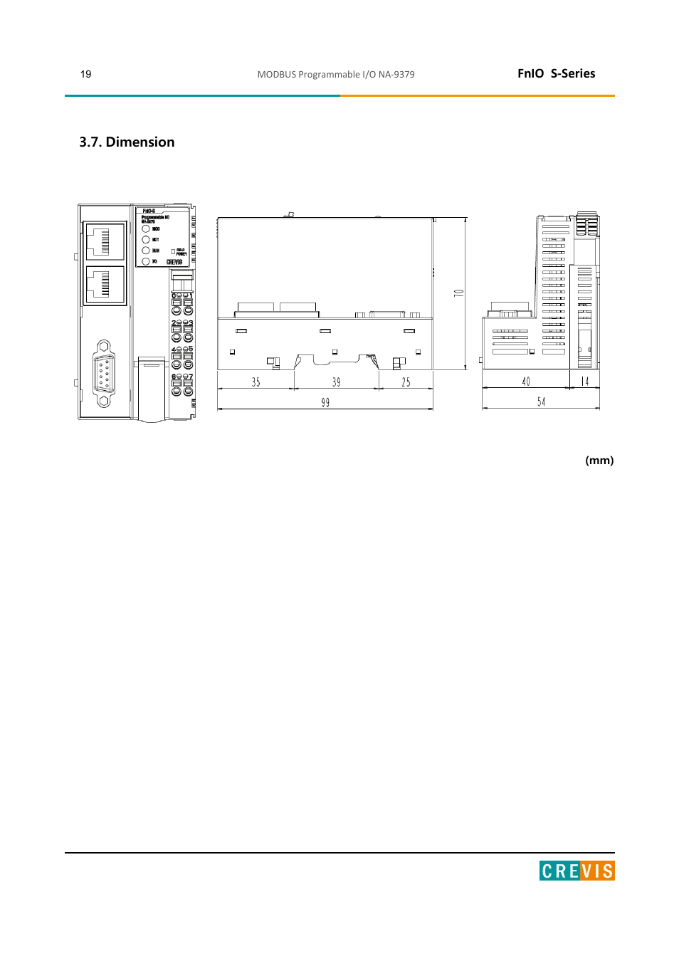 Dimension, Fnio s-series | Beijer Electronics NA-9379 User Manual | Page 19 / 86