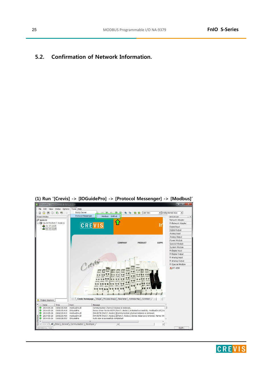 Confirmation of network information, Fnio s-series | Beijer Electronics NA-9379 User Manual | Page 25 / 86