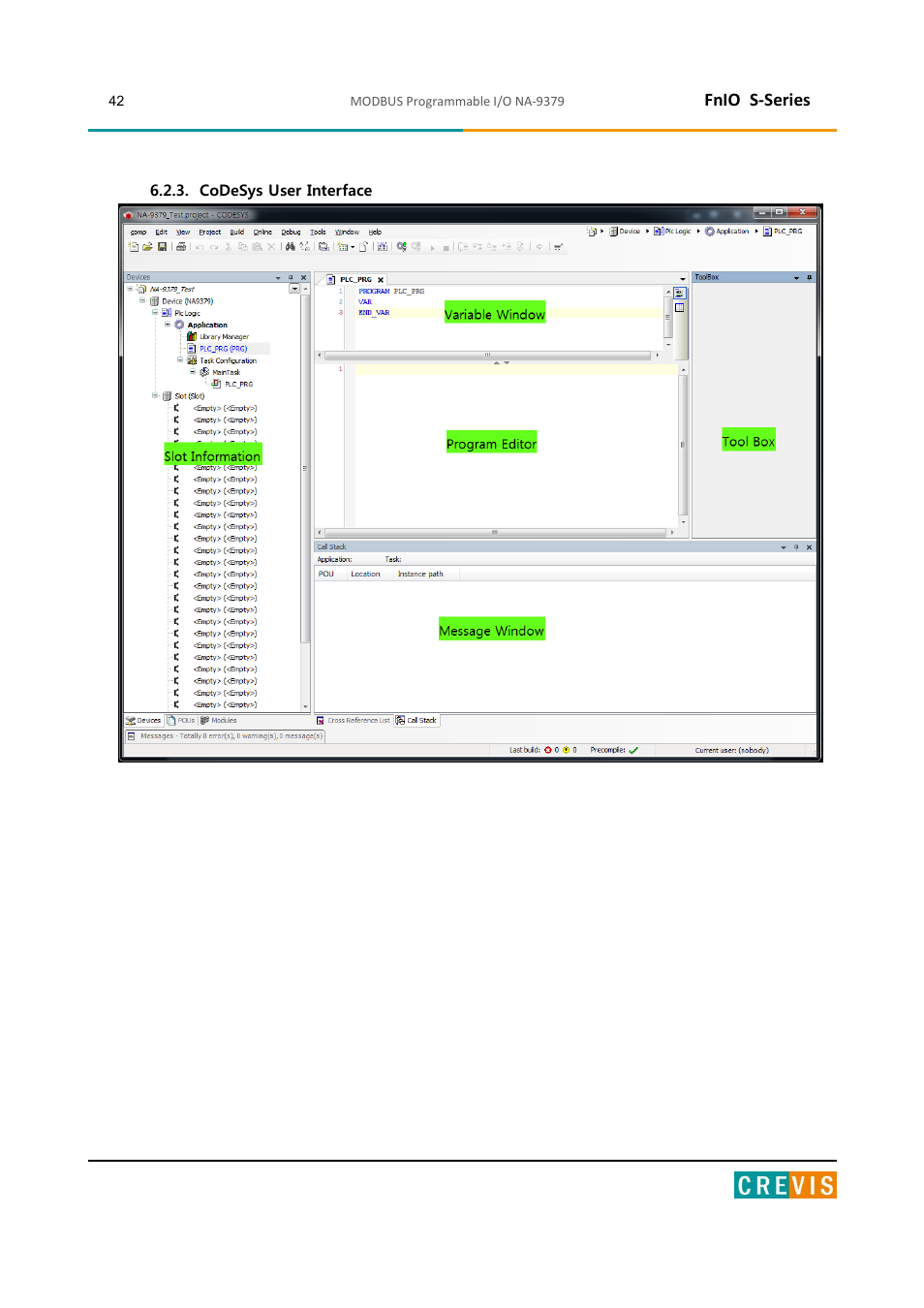 Codesys user interface, Fnio s-series | Beijer Electronics NA-9379 User Manual | Page 42 / 86