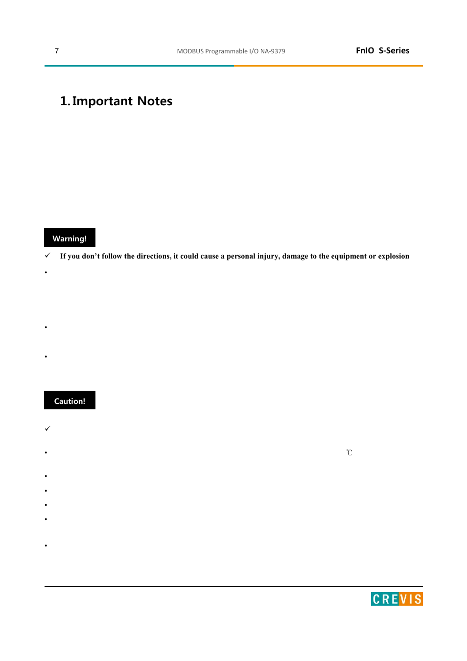 Important notes, Fnio s-series | Beijer Electronics NA-9379 User Manual | Page 7 / 86