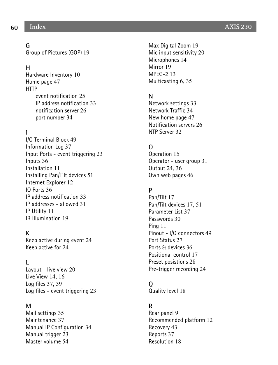 Axis Communications AXIS 230 User Manual | Page 60 / 62