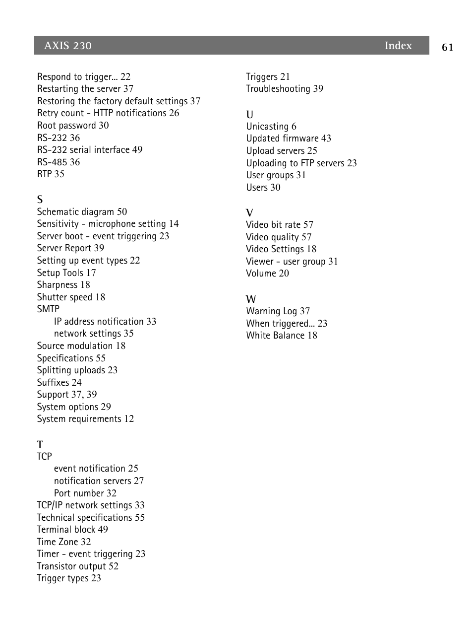 Axis Communications AXIS 230 User Manual | Page 61 / 62