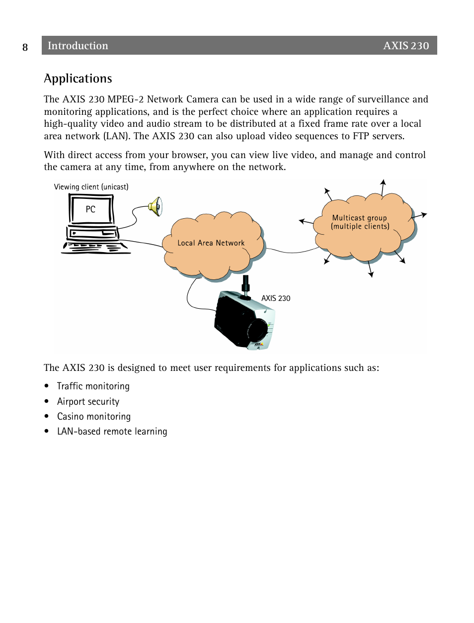 Applications | Axis Communications AXIS 230 User Manual | Page 8 / 62
