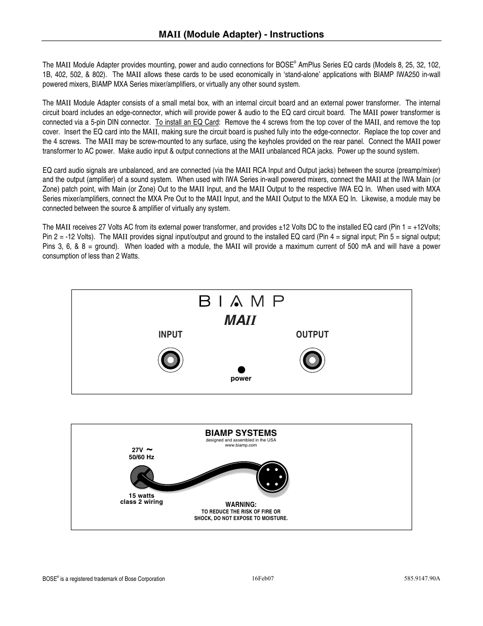 Biamp MAII User Manual | 5 pages