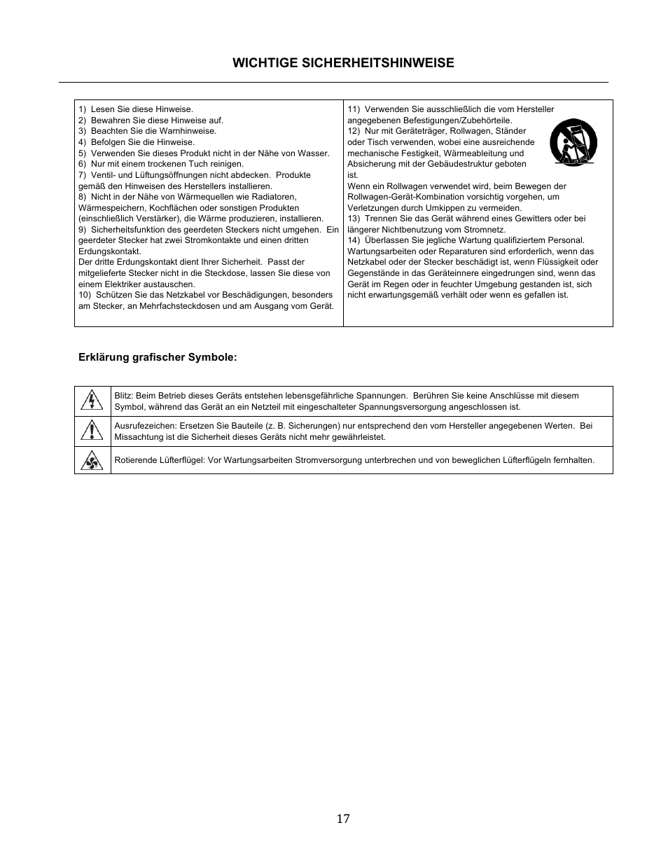 Wichtige sicherheitshinweise 17 | Biamp Tesira EX-MOD User Manual | Page 17 / 28