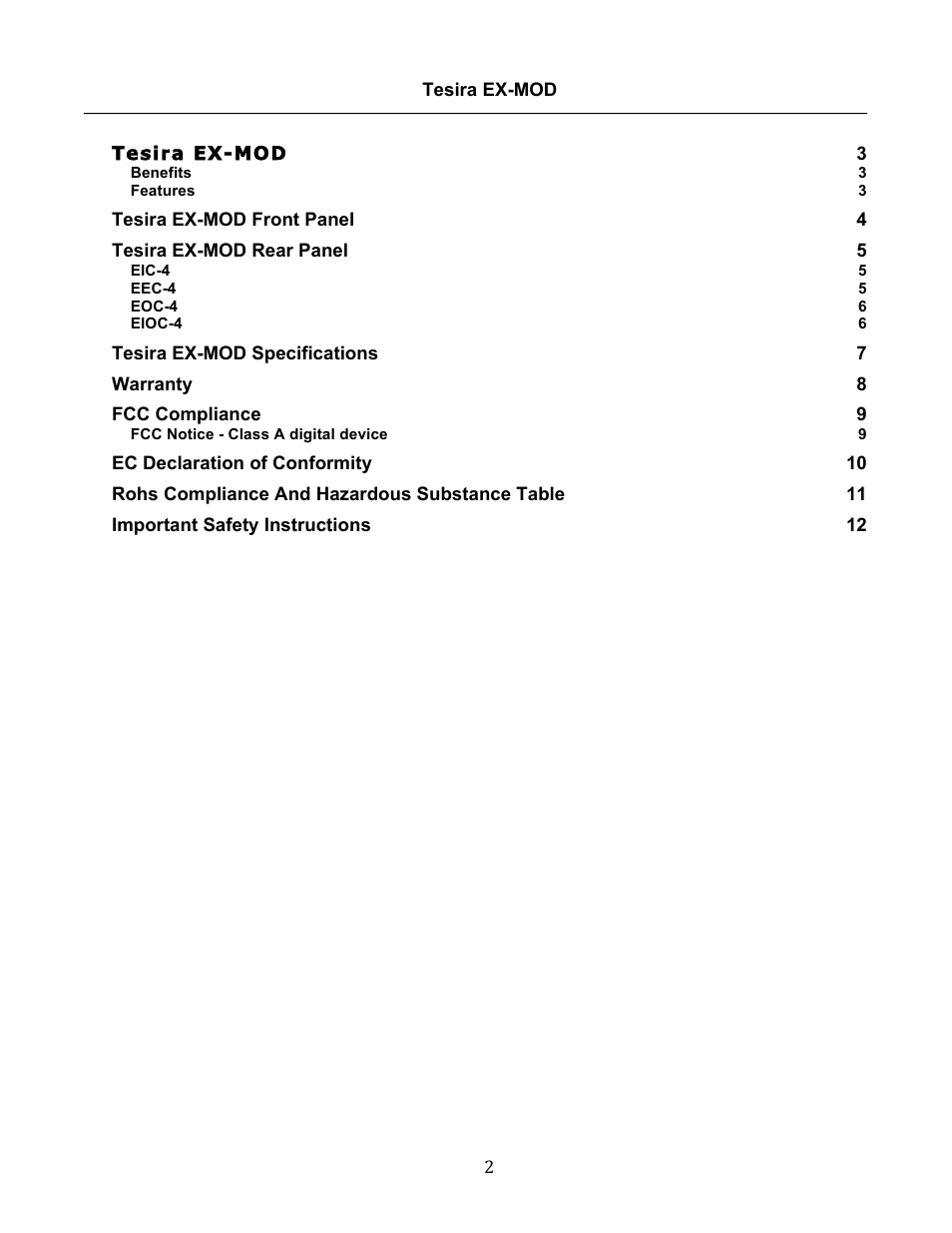 Biamp Tesira EX-MOD User Manual | Page 2 / 28