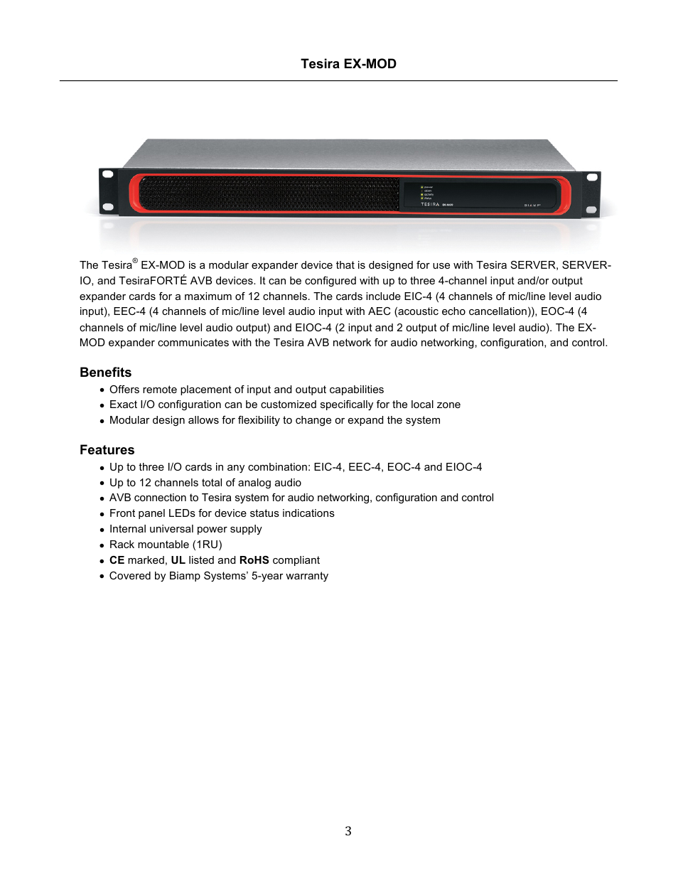 Tesira ex-mod | Biamp Tesira EX-MOD User Manual | Page 3 / 28