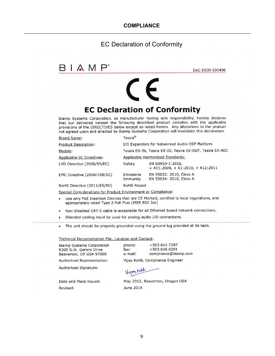 Biamp Tesira EX-IO User Manual | Page 9 / 27
