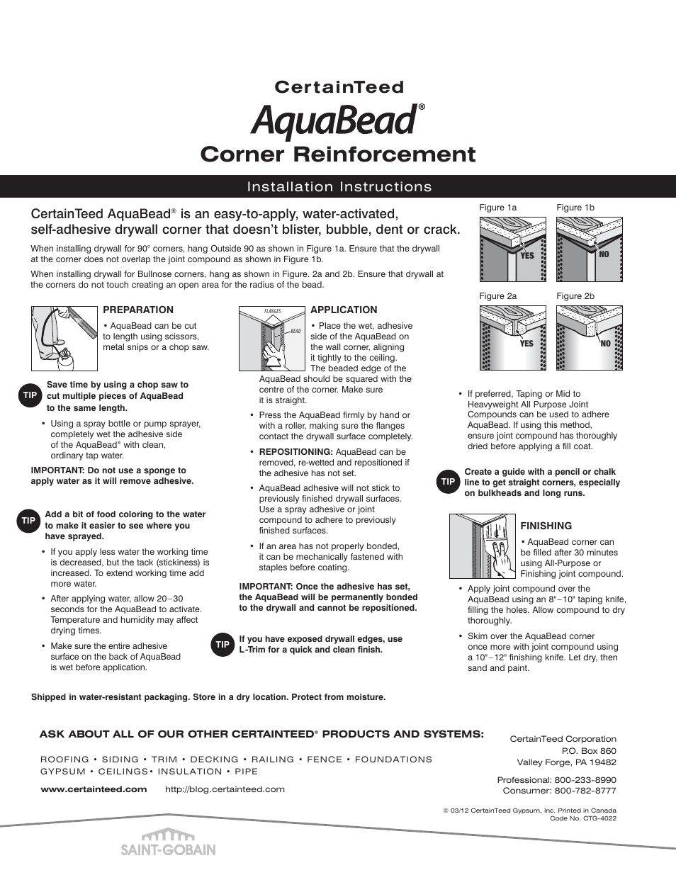 CertainTeed AquaBead User Manual | 1 page