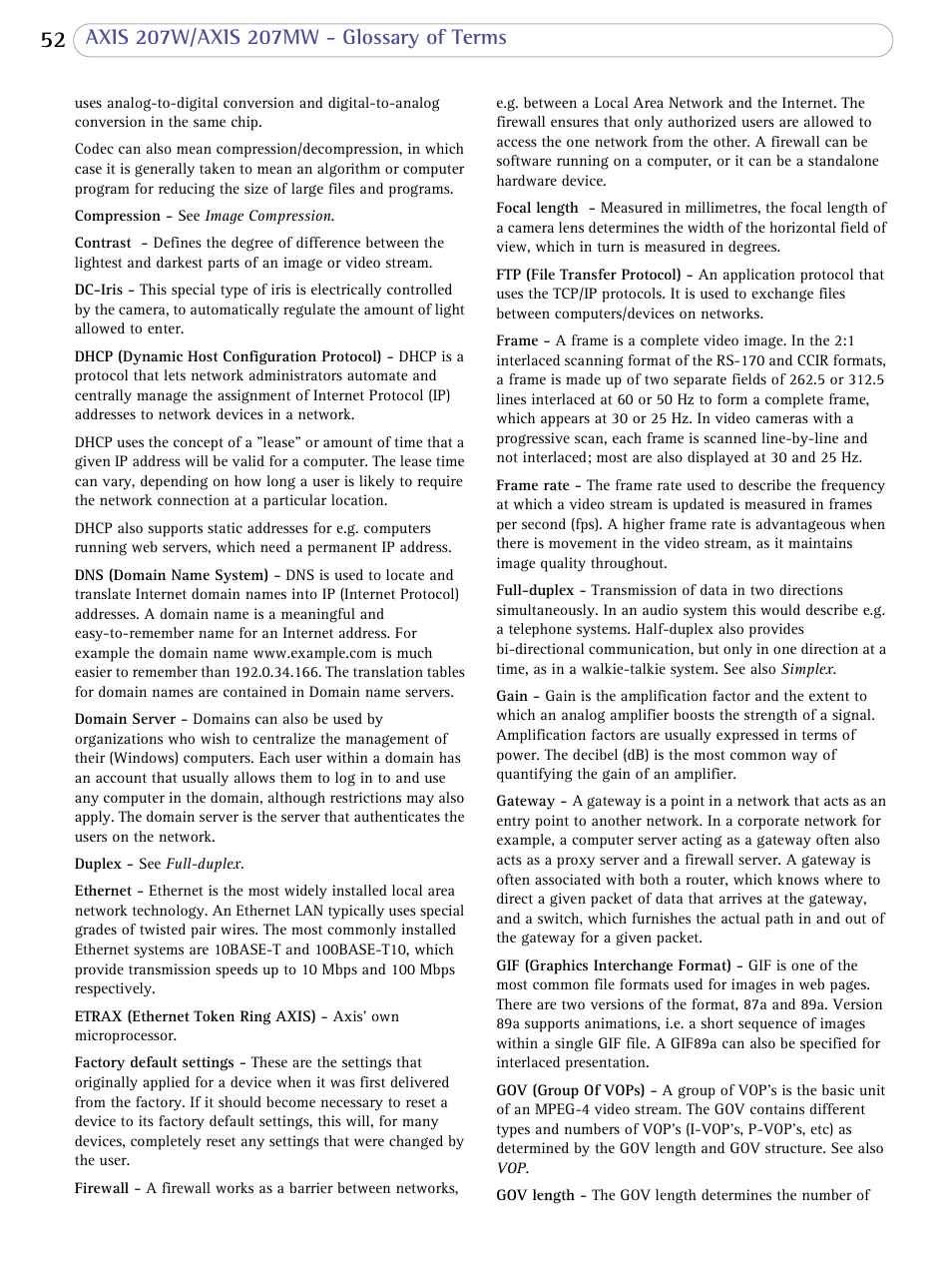 Axis Communications 207W User Manual | Page 52 / 59