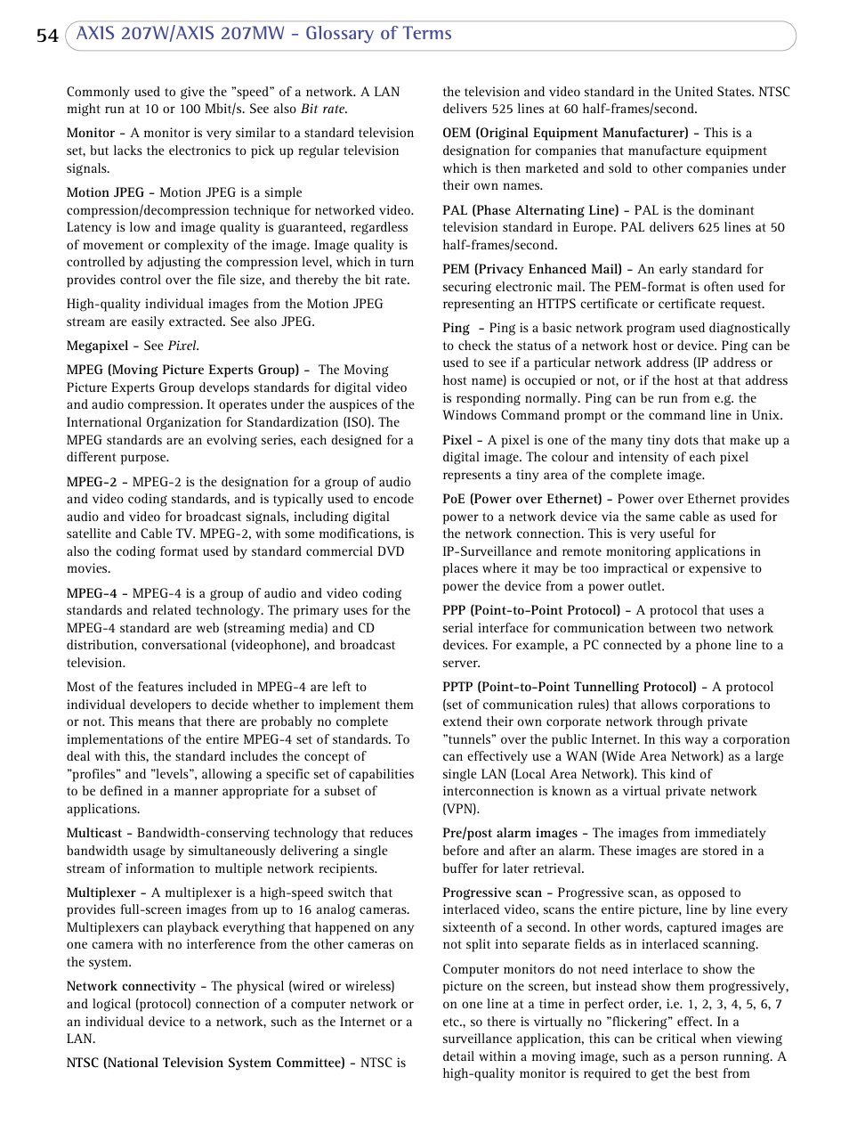 Axis Communications 207W User Manual | Page 54 / 59