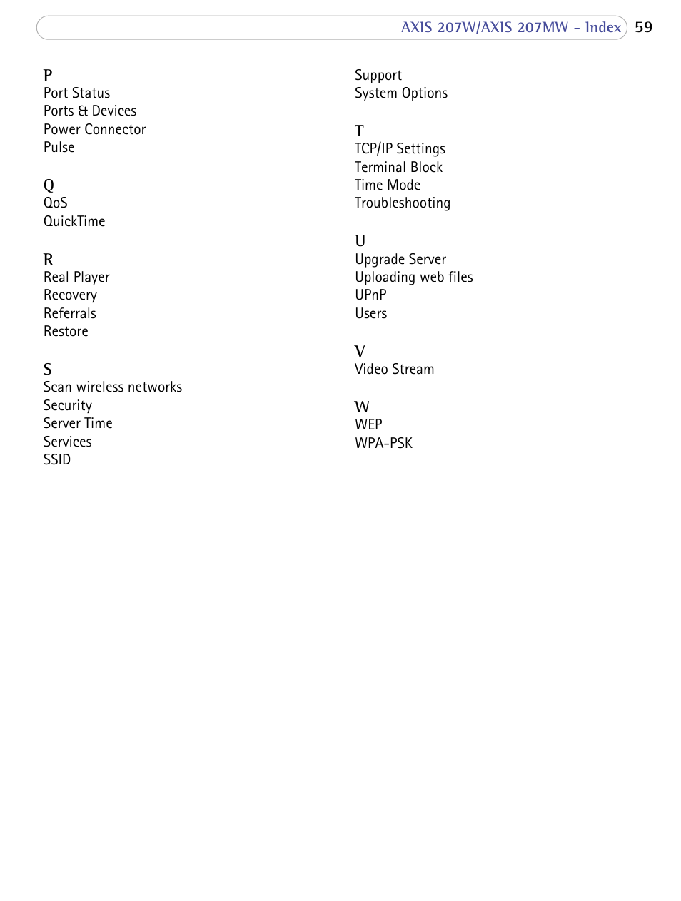 Axis Communications 207W User Manual | Page 59 / 59