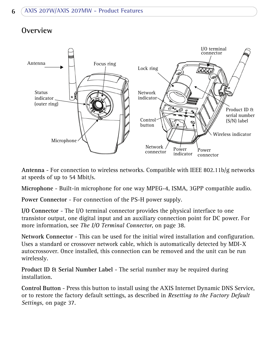 Overview | Axis Communications 207W User Manual | Page 6 / 59