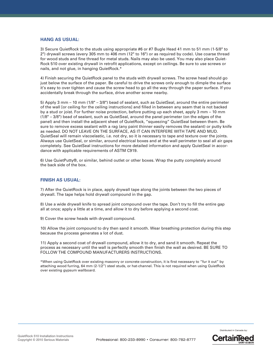 CertainTeed 2823_QR510 User Manual | Page 2 / 3