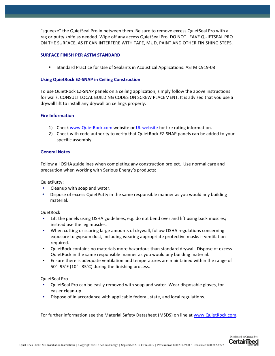 CertainTeed Quiet Soundproofing System User Manual | Page 4 / 4