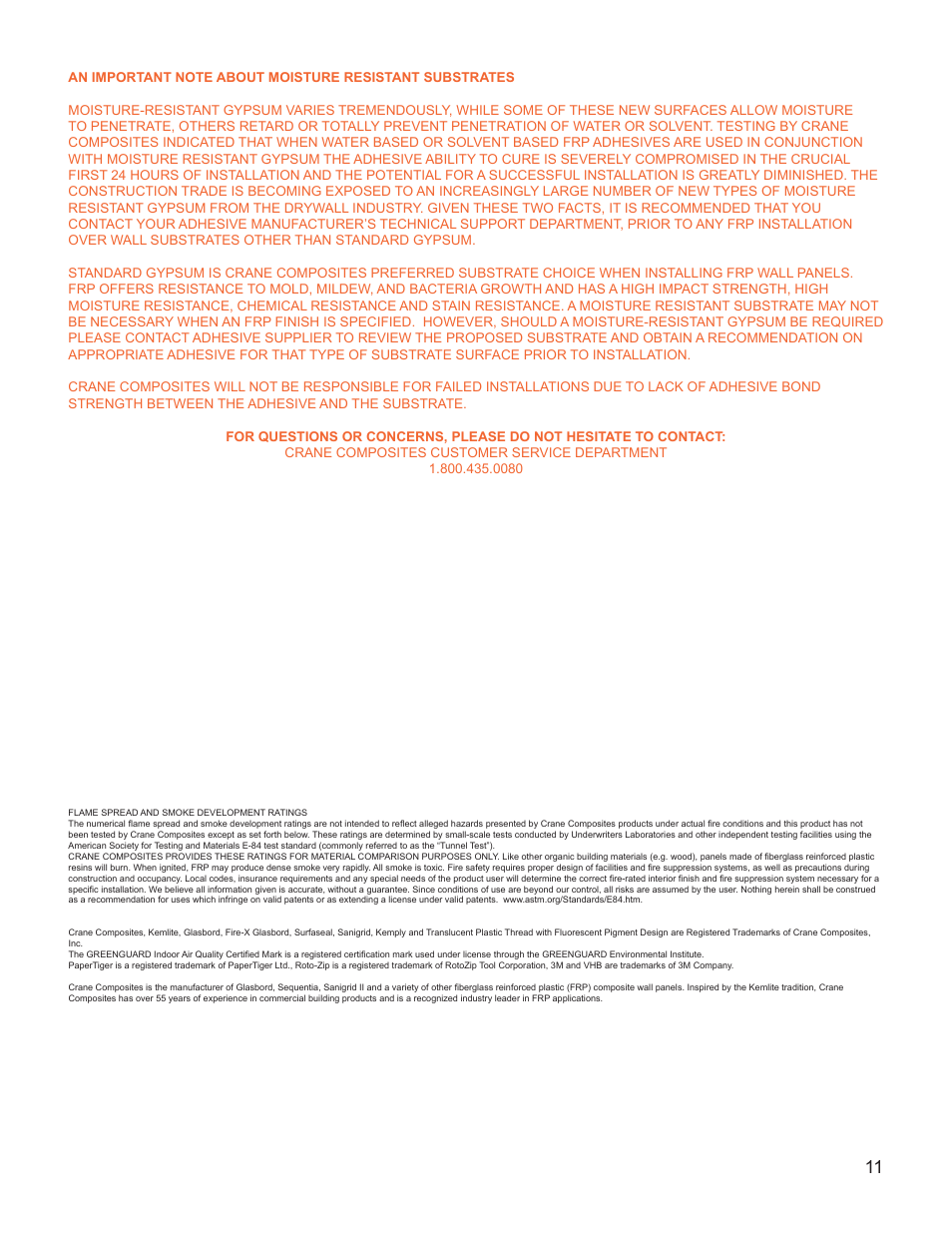 Crane Composites CLEANROOM WALL SYSTEM User Manual | Page 11 / 12