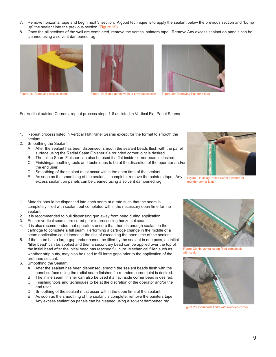 Vertical outside corners, Vertical inside corners, Horizontal floor and ceiling joints | Crane Composites CLEANROOM WALL SYSTEM User Manual | Page 9 / 12
