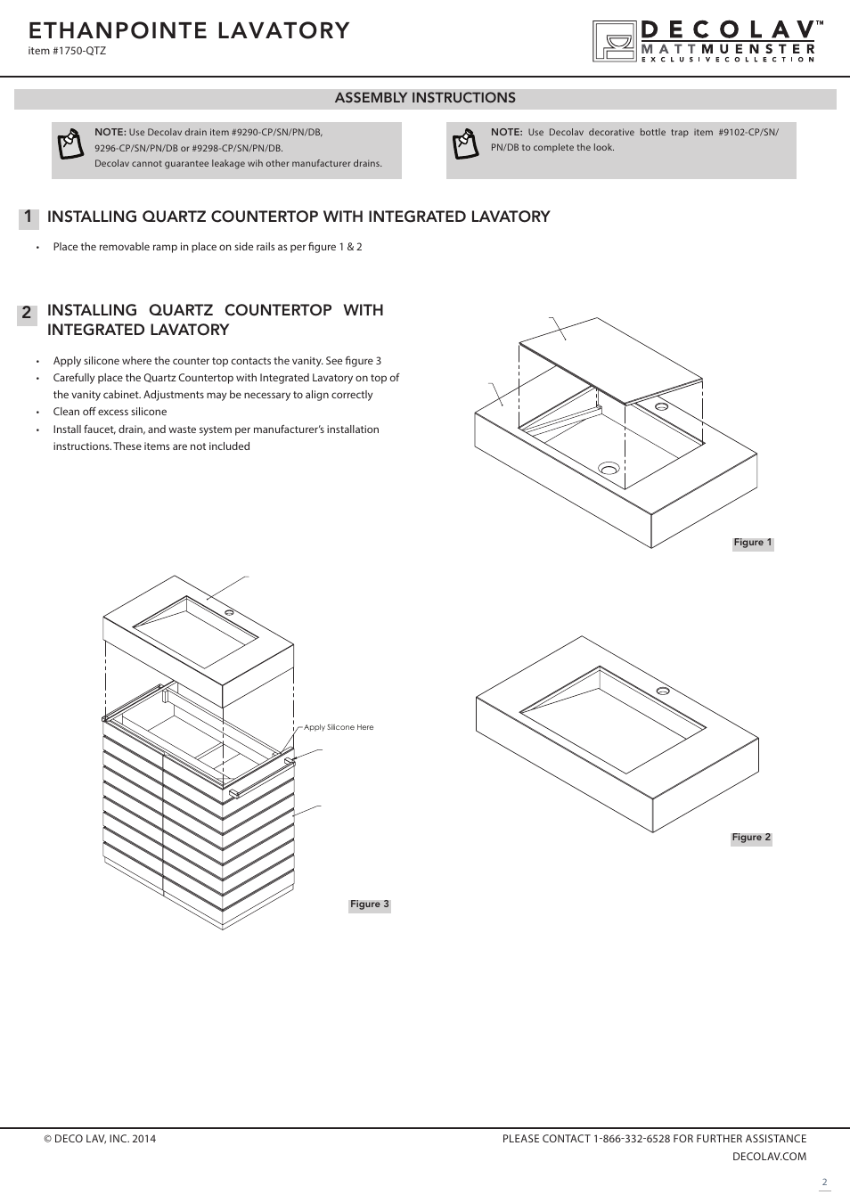 Ethanpointe lavatory | Decolav 1750-QTZ User Manual | Page 2 / 3