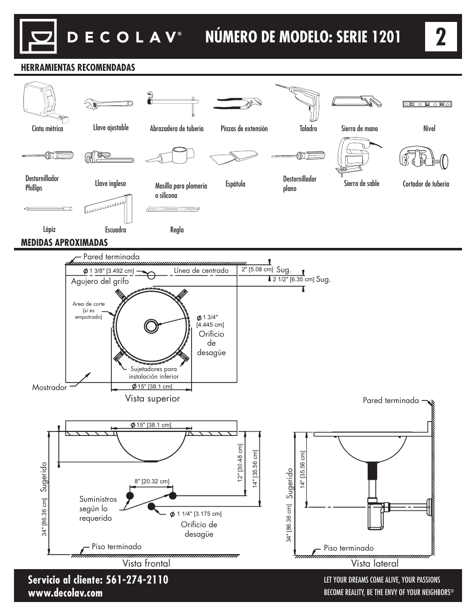 Número de modelo: serie 1201 | Decolav 1201 User Manual | Page 14 / 18