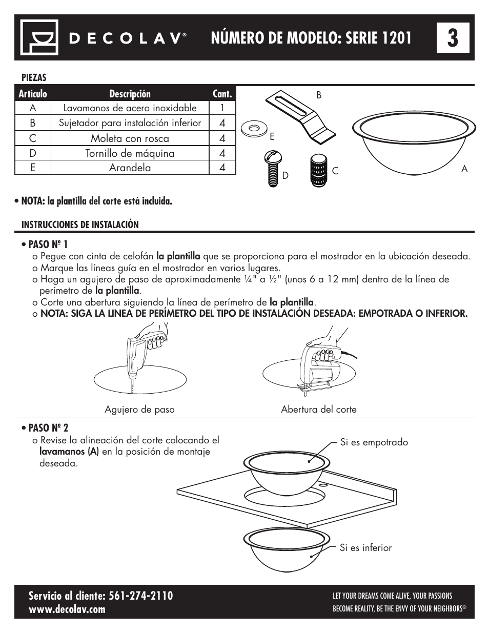 Número de modelo: serie 1201 | Decolav 1201 User Manual | Page 15 / 18