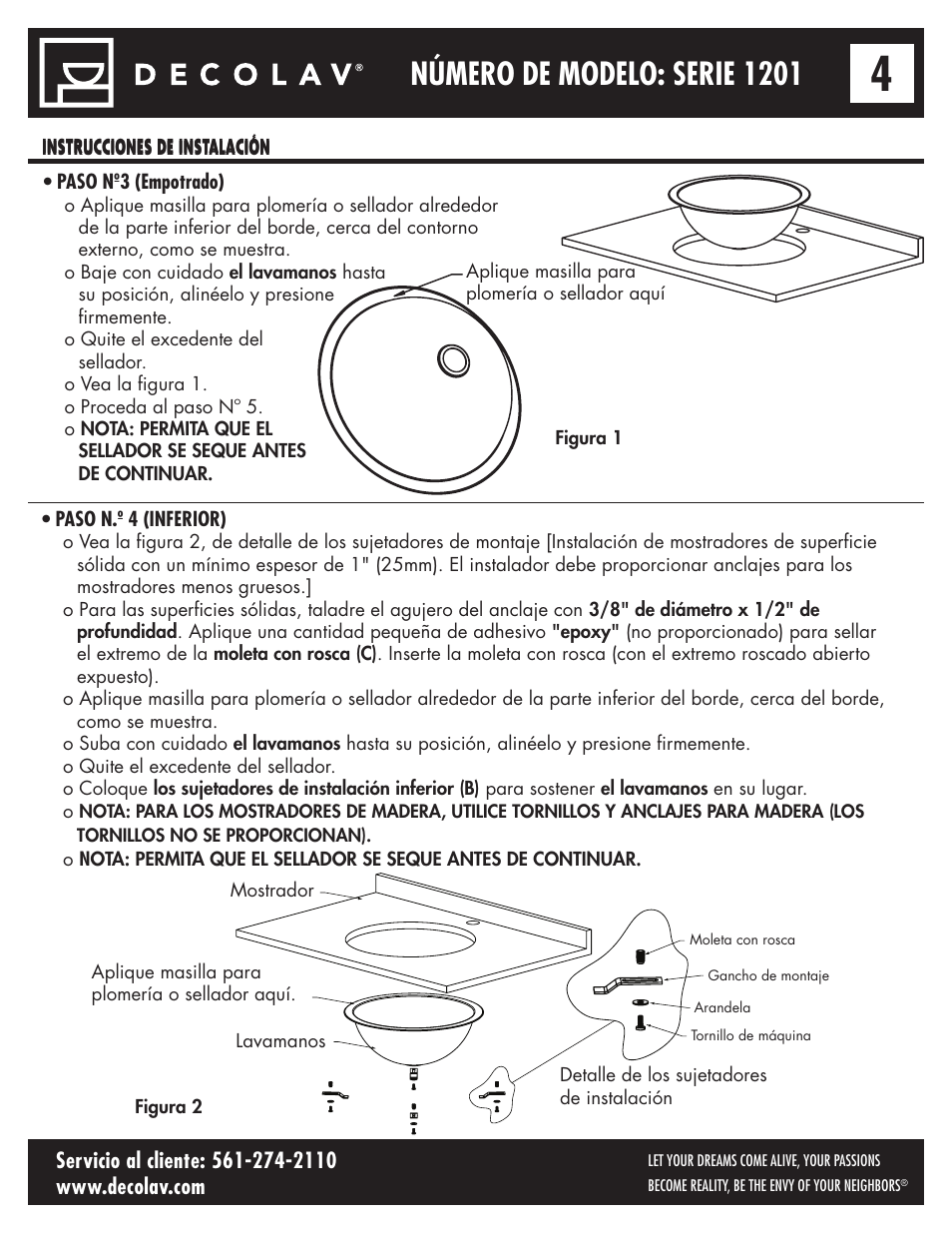 Número de modelo: serie 1201 | Decolav 1201 User Manual | Page 16 / 18