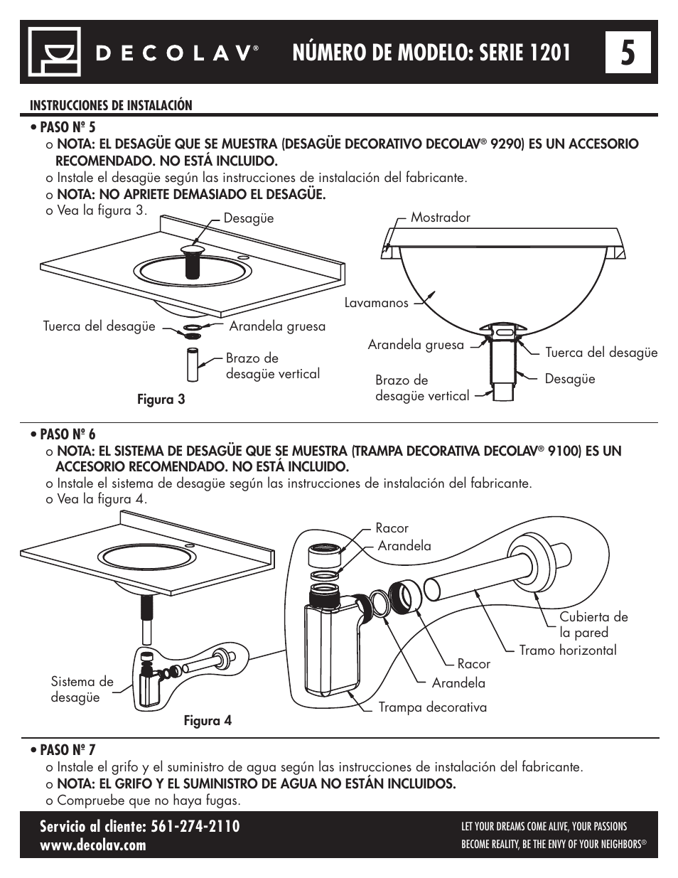 Número de modelo: serie 1201 | Decolav 1201 User Manual | Page 17 / 18