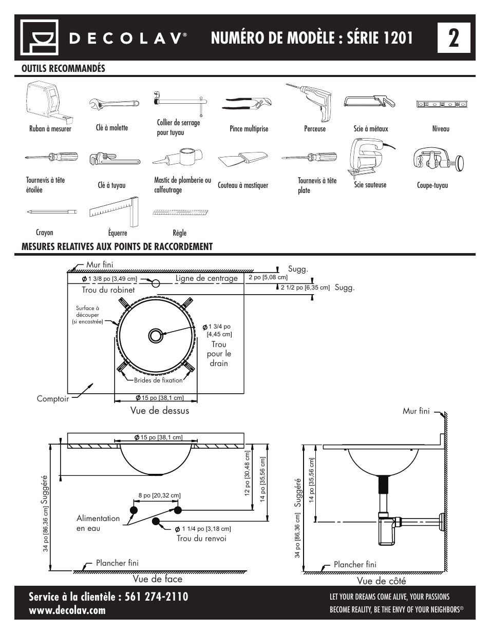 Numéro de modèle : série 1201 | Decolav 1201 User Manual | Page 8 / 18