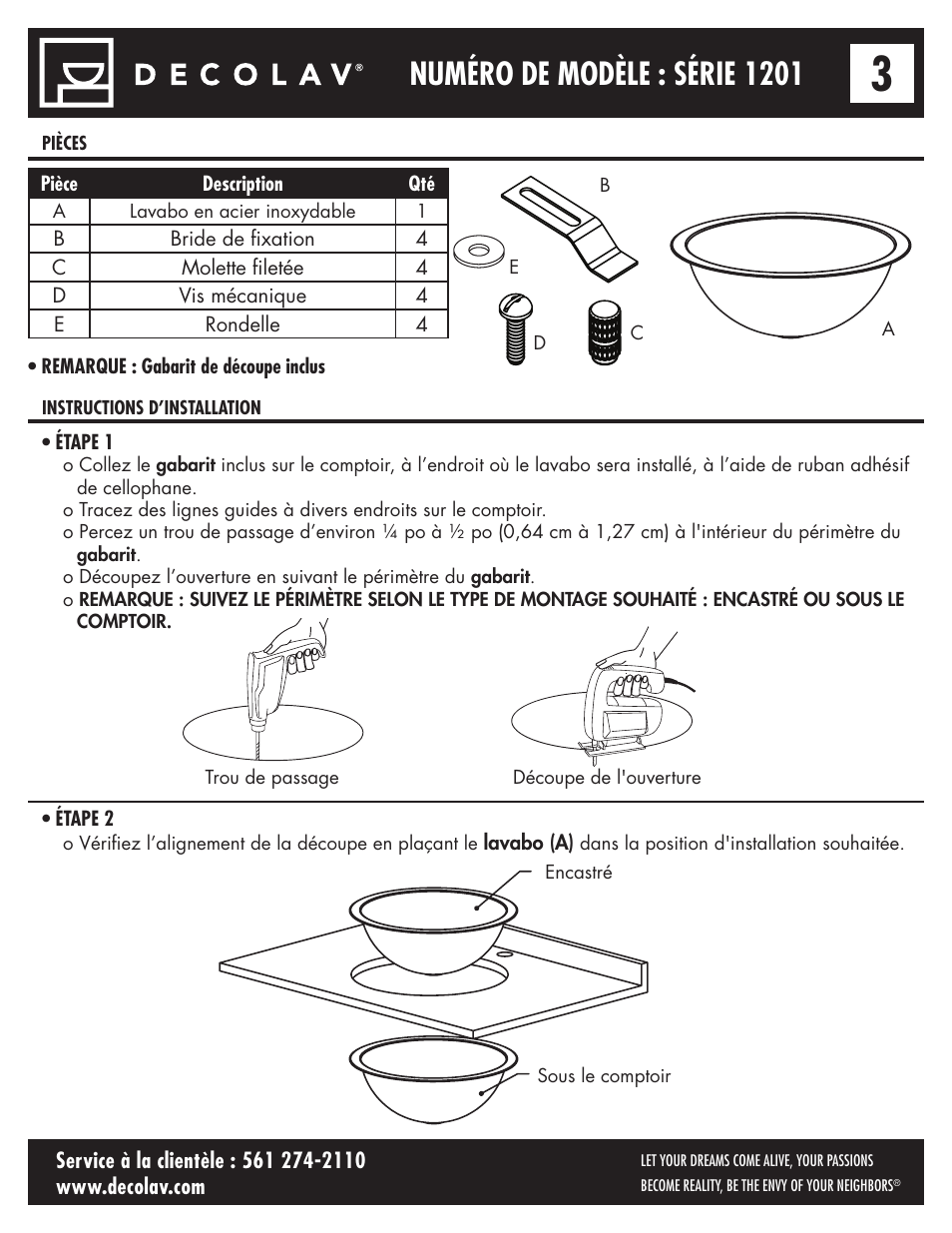 Numéro de modèle : série 1201 | Decolav 1201 User Manual | Page 9 / 18