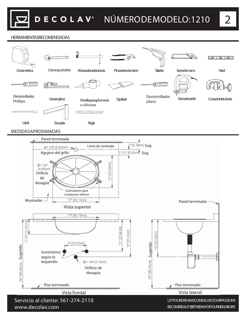 Número de modelo: 1210 | Decolav 1210 User Manual | Page 14 / 18