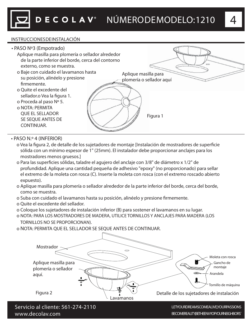 Número de modelo: 1210 | Decolav 1210 User Manual | Page 16 / 18