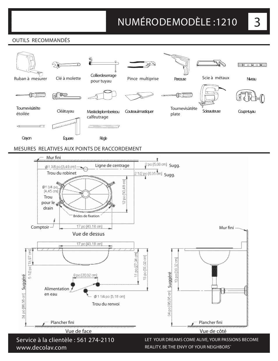 Numéro de modèle : 1210 | Decolav 1210 User Manual | Page 8 / 18