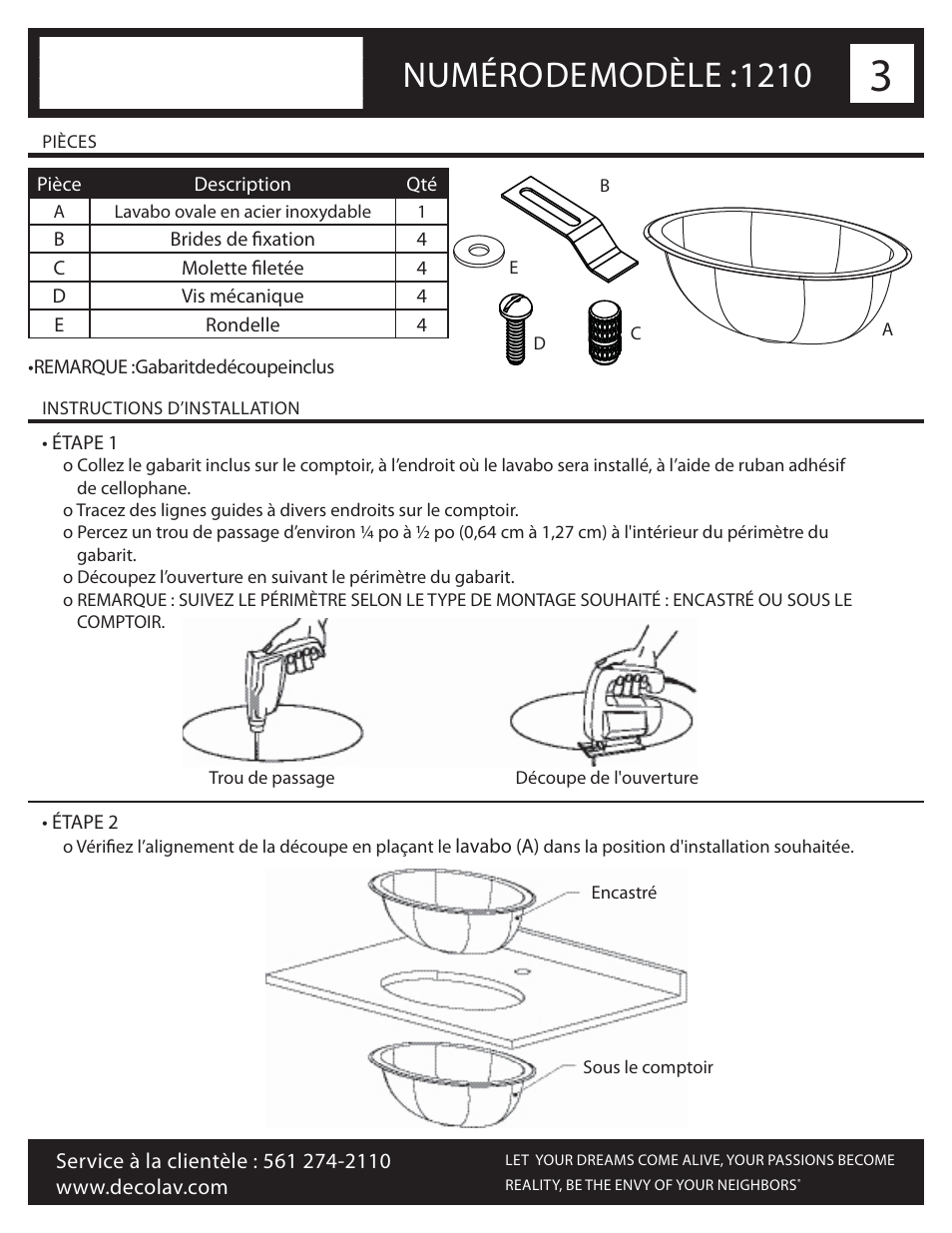 Numéro de modèle : 1210 | Decolav 1210 User Manual | Page 9 / 18