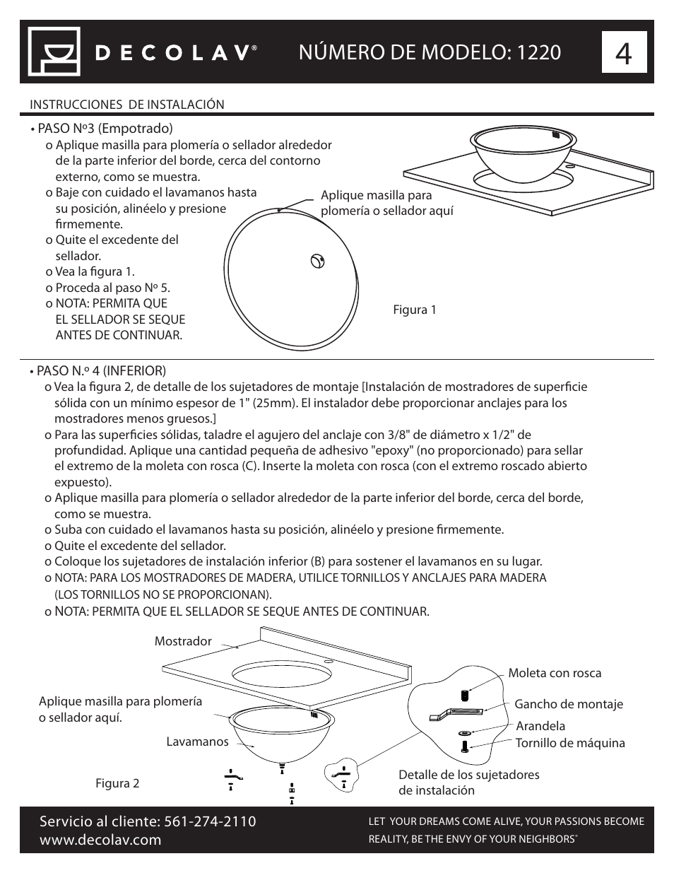 Número de modelo: 1220 | Decolav 1220 User Manual | Page 16 / 18