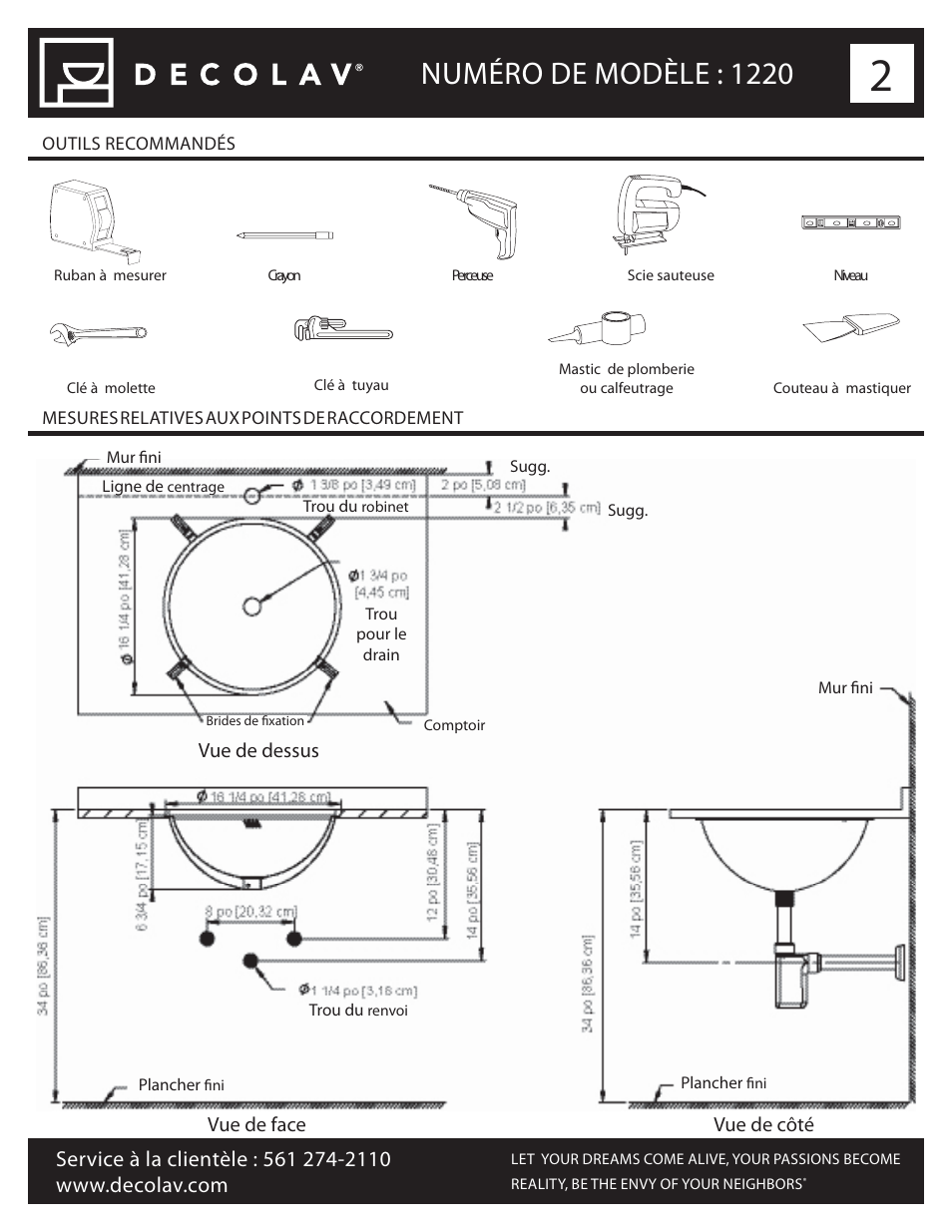 Numéro de modèle : 1220 | Decolav 1220 User Manual | Page 8 / 18