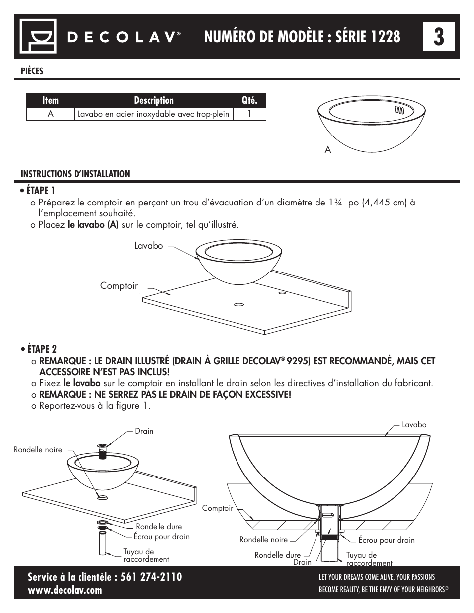 Numéro de modèle : série 1228 | Decolav 1228 User Manual | Page 7 / 12