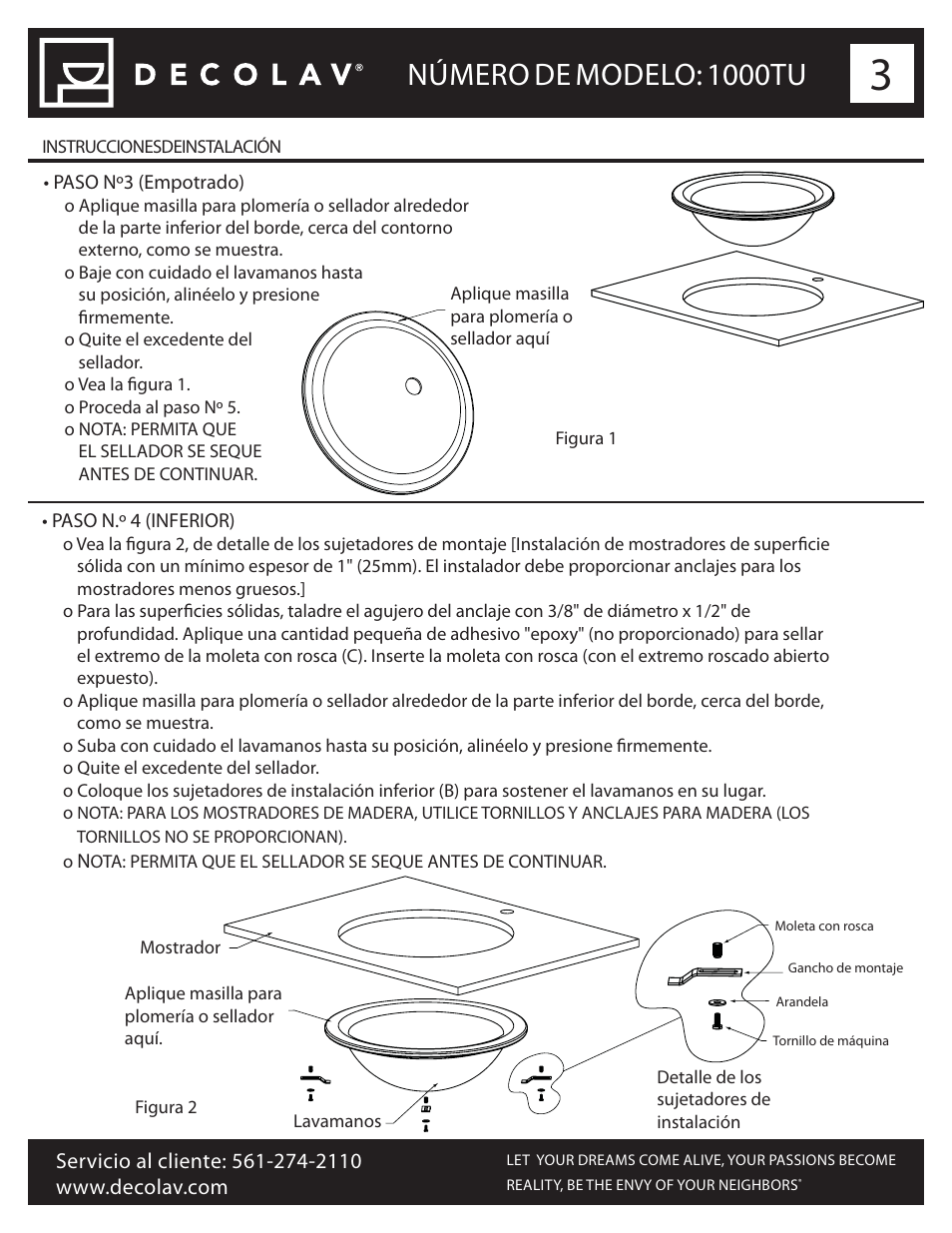 Número de modelo: 1000tu | Decolav 1000TU User Manual | Page 7 / 12